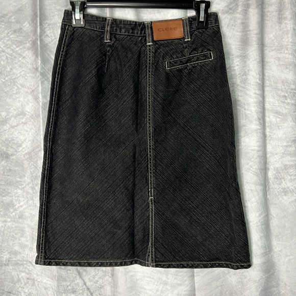 Clere Black Denim Pencil Skirt with Back Slit - size 2 - Picture 4 of 9